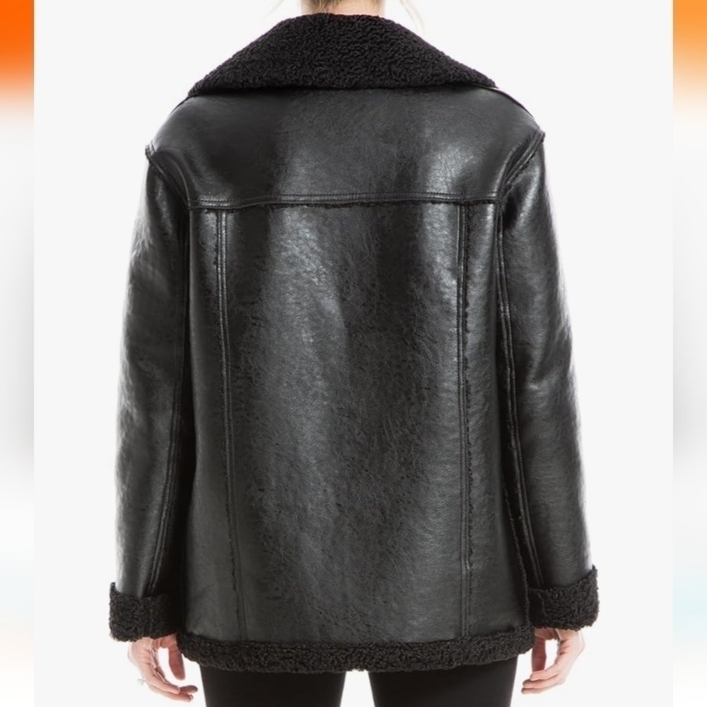 MAX Studio Faux Leather Sherling Jacket - Picture 2 of 8